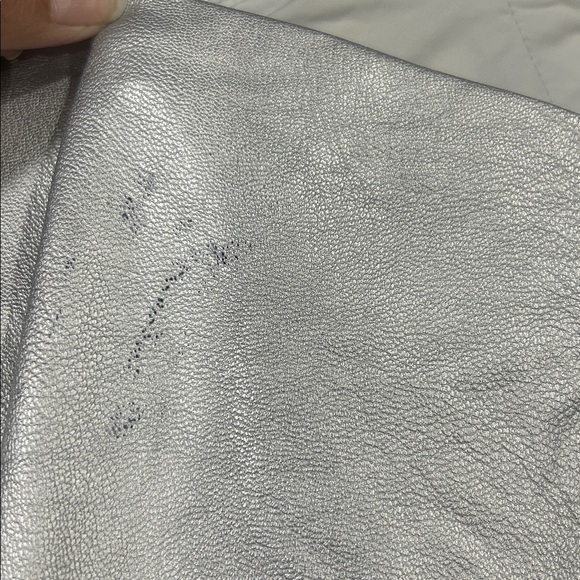 NEW Naked Wardrobe Faux Leather Skirt Silver Metallic V-Waist - Picture 7 of 7